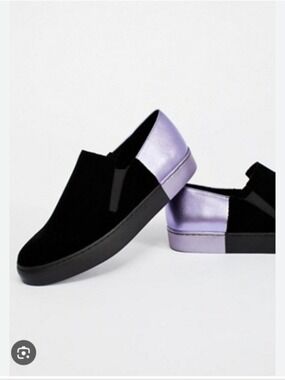 FREE PEOPLE Varsity slip-on sneakers black velvet Lavender Sz 36